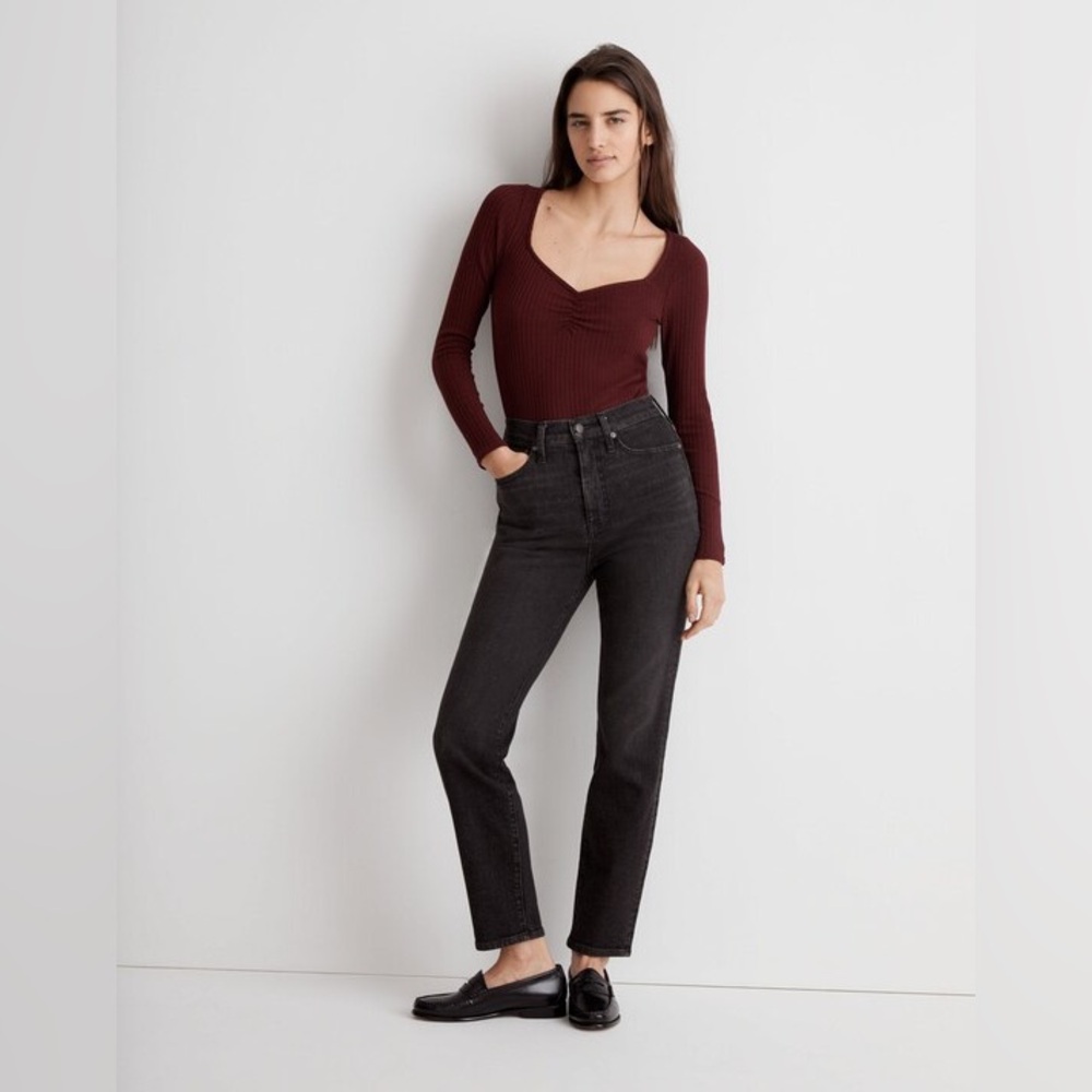 NWT Madewell Ribbed Sweetheart Top in Cabernet